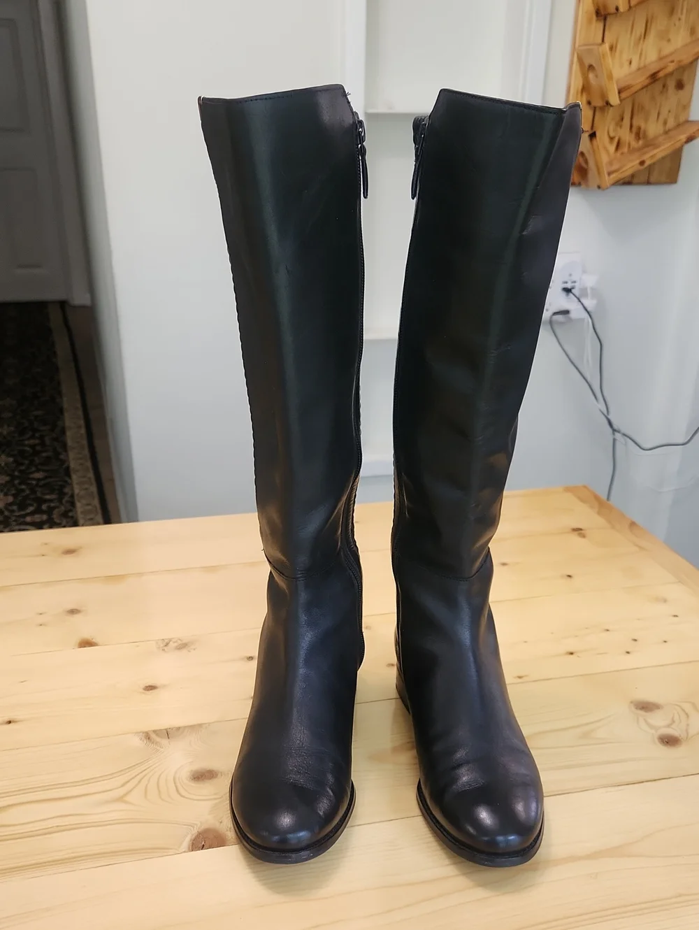 Cole Haan Rockland Black Leather Tall Stretch Riding Boots Size 8